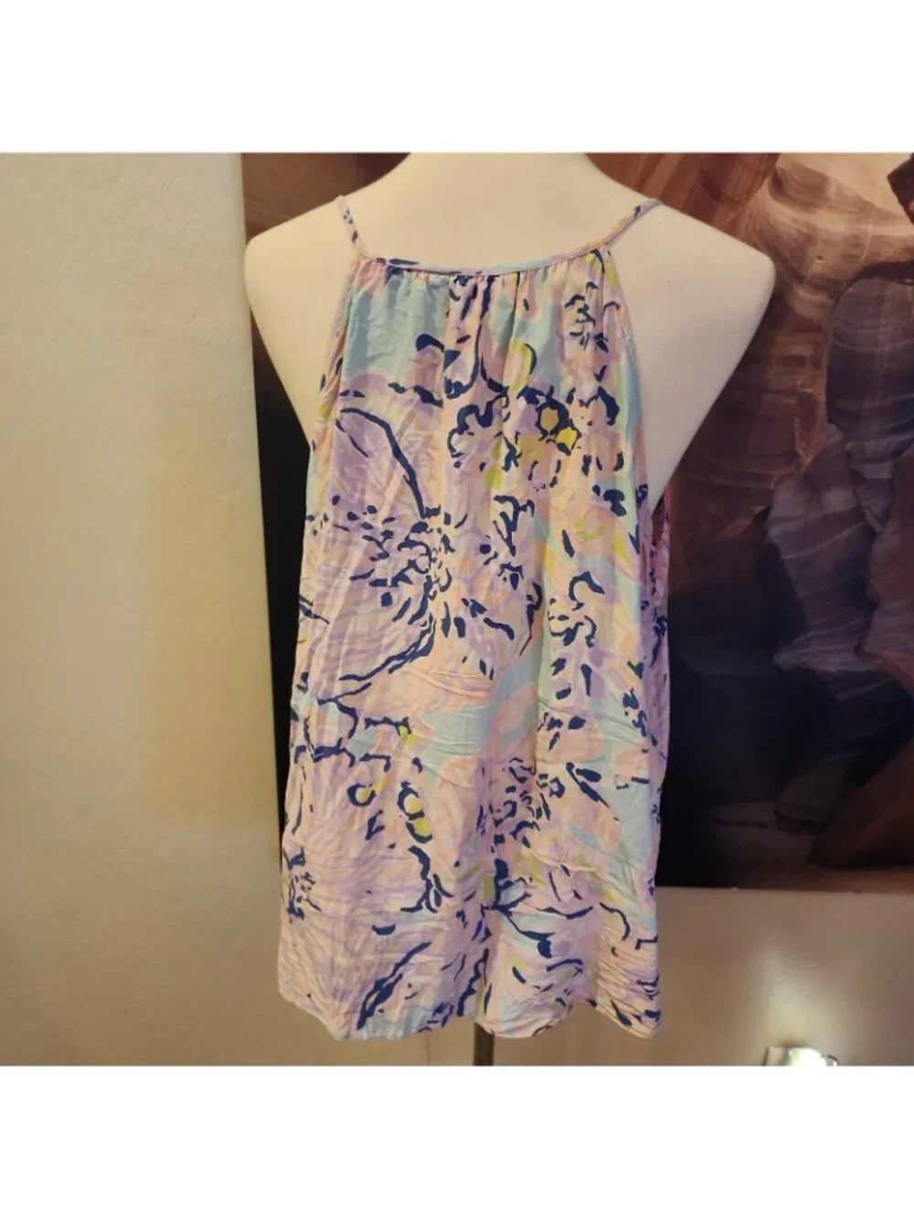lilly pulitzer Silk Tank Top XL Sleeveless Shirt Pink Ruffle